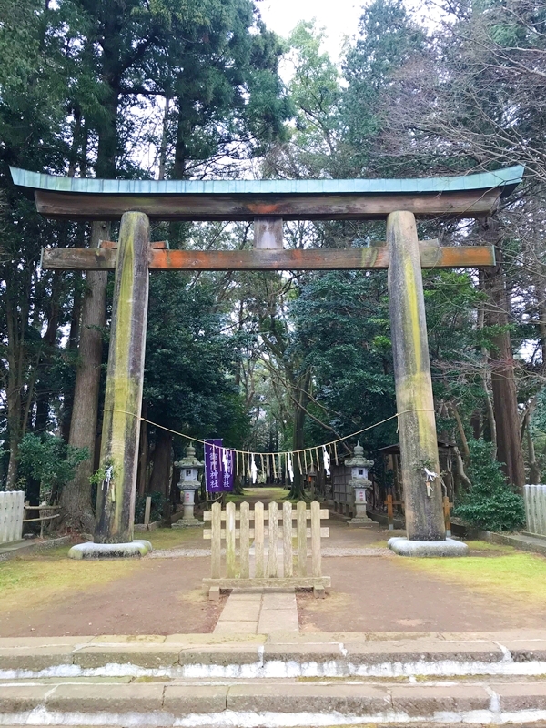 小御門神社の朱色の一の鳥居と参道の風景｜成田市の歴史ある神社の入口