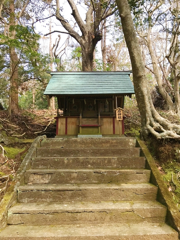 下立松原神社 后神社と石階段の全景