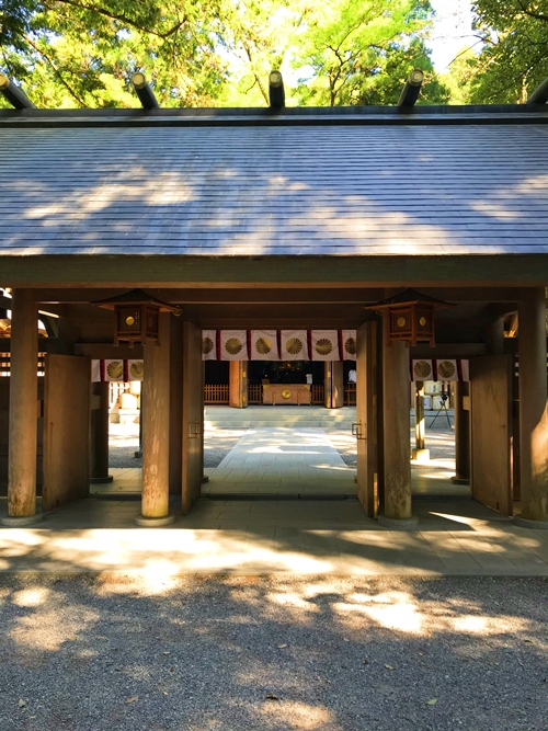 天岩戸神社の神門｜西本宮への入口｜木の玉垣に囲まれた聖域