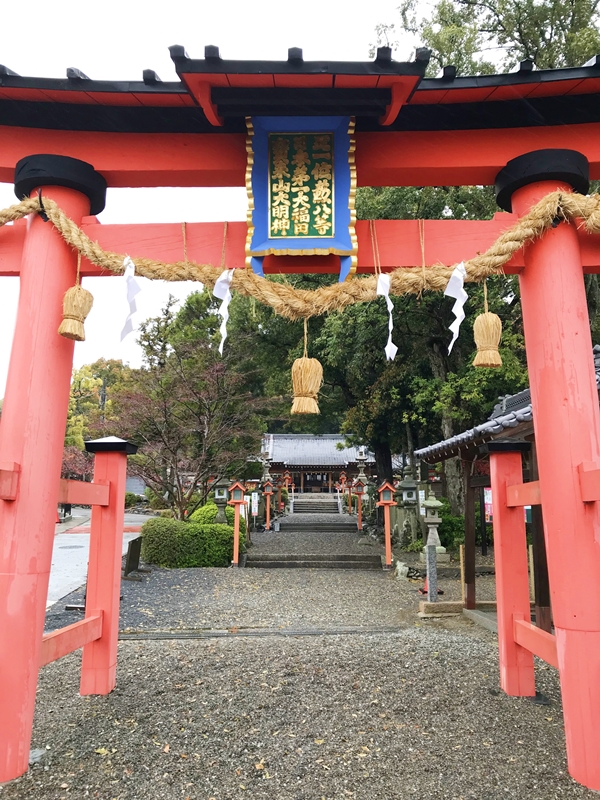 宝来山神社 参道と献灯篭 歴史を感じる石畳と朱色のコントラスト