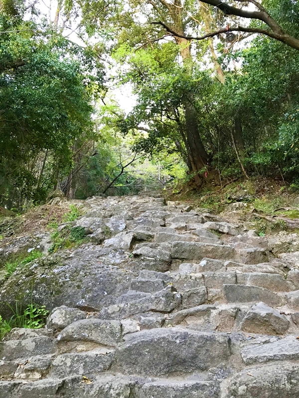 段差が大きく急勾配な神倉神社の石段