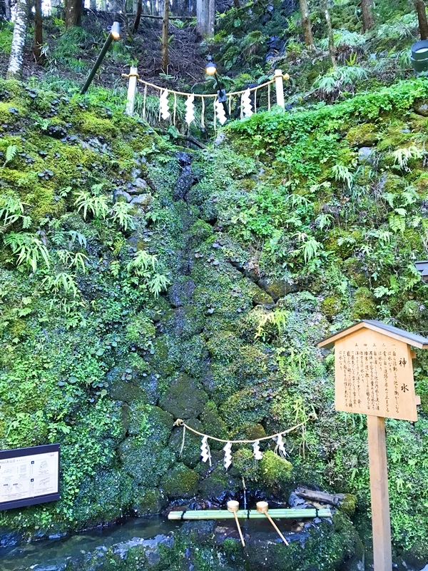 貴船神社 本宮 手水舎の清らかな水 ご神水が流れる