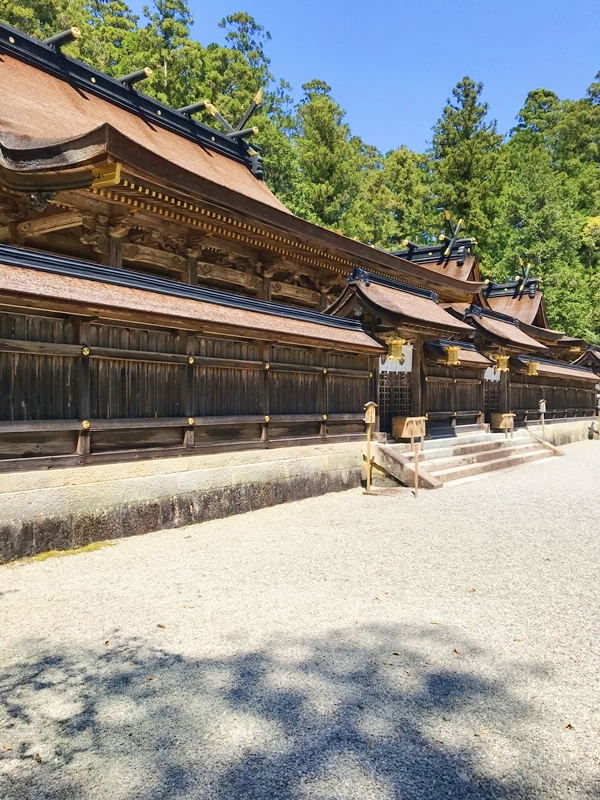 熊野本宮大社の檜皮葺の社殿群