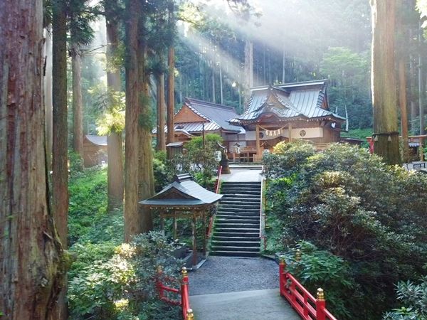 本物の縁結び祈願や開運祈願で歩く御岩神社の静かな参道