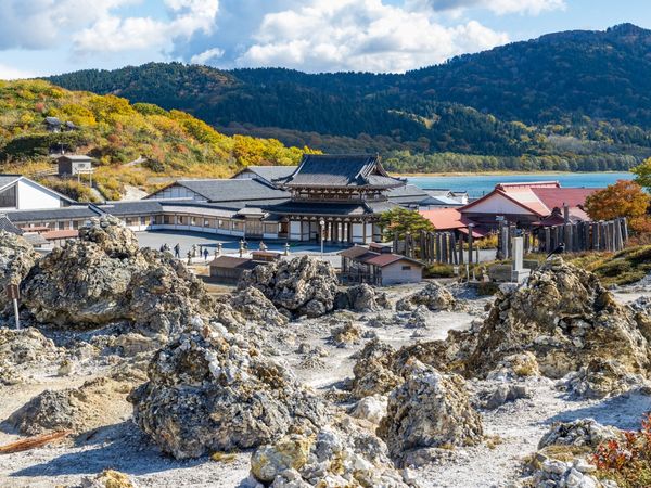 本物の縁結び祈願の実績として訪れた恐山境内の様子